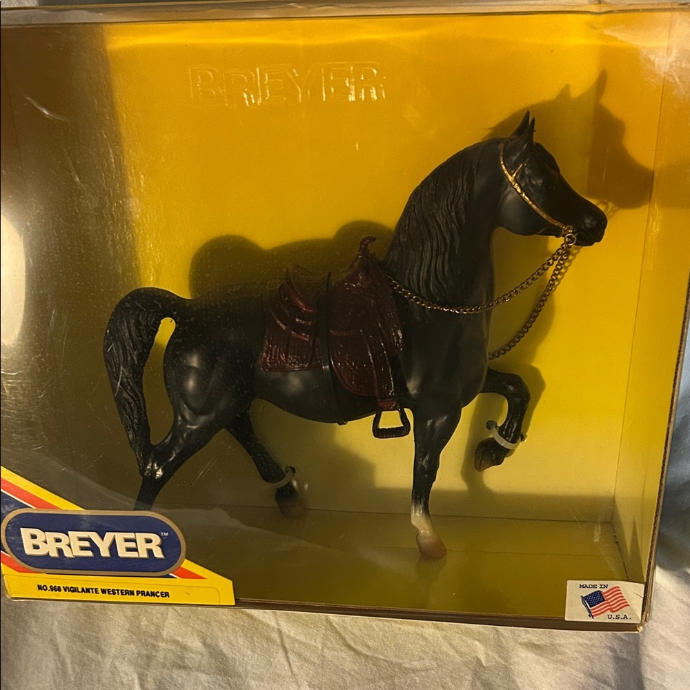 Breyer #968VigilanteWestern Prancer  horse. USA vintage in box-w straps in tact